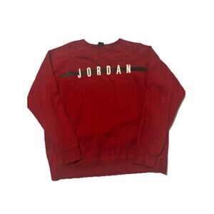 Nike Air Jordan Crewneck Sweatshirt Red Spellout Logo Mens XXL